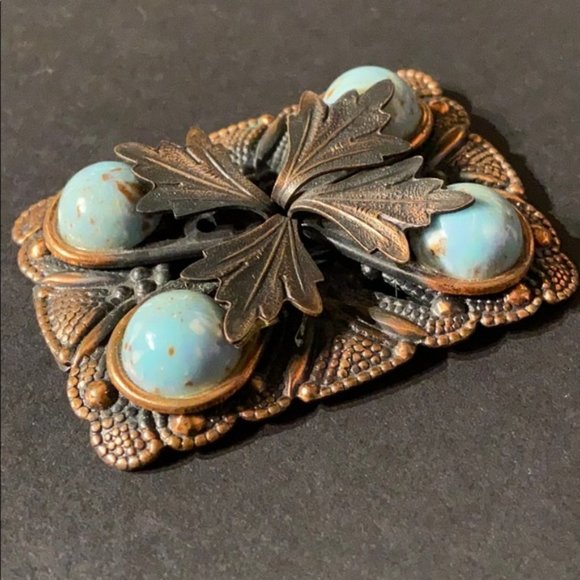 Vintage Southwestern Turquoise Patina Earrings - Picture 4 of 5